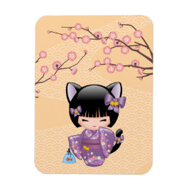 Neko Kokeshi Doll - Cat Öron Geisha Girl Magnet