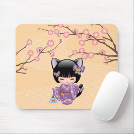 Neko Kokeshi Doll - Cat Öron Geisha Girl Musmatta