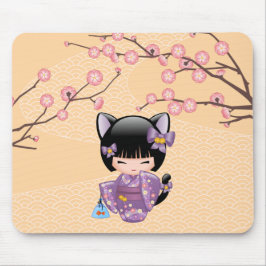 Neko Kokeshi Doll - Cat Öron Geisha Girl Musmatta
