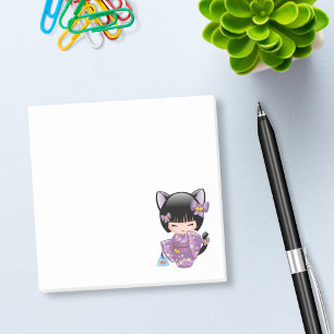 Neko Kokeshi Doll - Cat Öron Geisha Girl Post-it Block