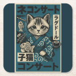 Neko Noodle Nights Underlägg Papper Kvadrat<br><div class="desc">En japansk manga-stil-katt kommer till livet i hjärtat av en brinnande asiatisk matmässa. Med uttryckligt ögon,  bläck linjer och vintage manga struktur,  rullar kattunge i coola mellan lyxtända stall,  som lockas av sizzlskevare och nyans skal. En perfekt av nostalgi,  gatumatkultur och kattdjur.</div>
