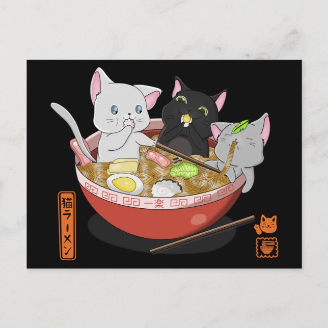 Neko Ramen cat Vykort (Framsida)