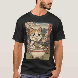 Neko Ramen Drömmar – Japansk Trästil Katt T Shirt