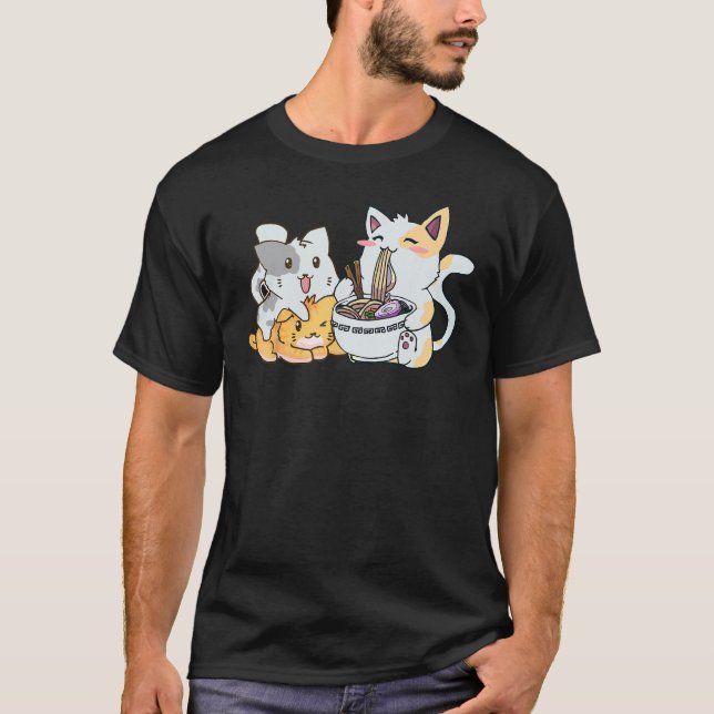 Neko Ramen  Kattnudlar T Shirt (Framsida)