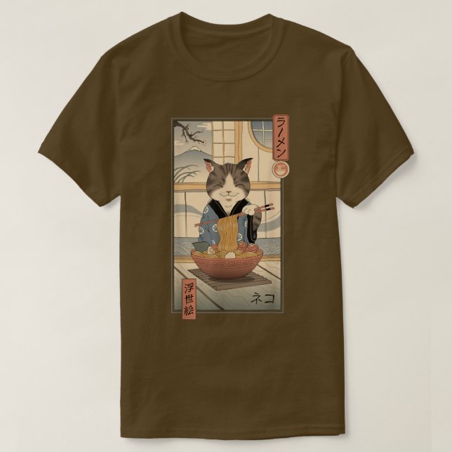 Neko Ramen Ukiyo-e T Shirt (Design framsida)