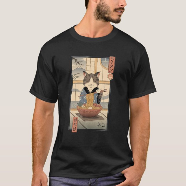 Neko Ramen Ukiyo-E T Shirt (Framsida)