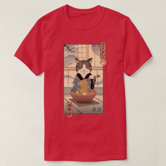 Neko Ramen Ukiyoe T Shirt (Design framsida)
