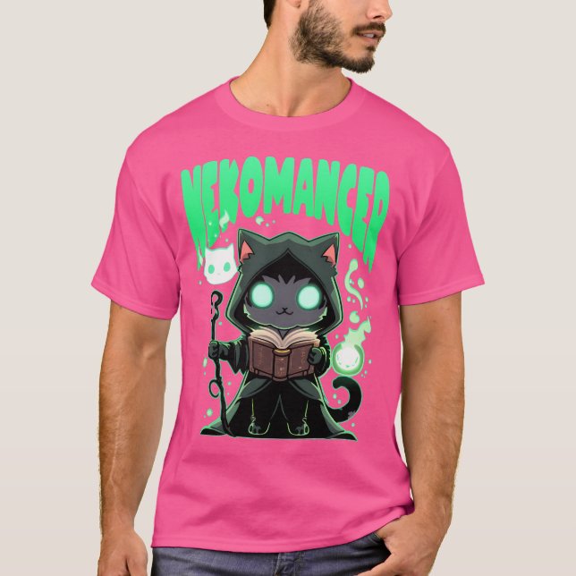 Nekomancer Kawaii Cat Necromancer T Shirt (Framsida)
