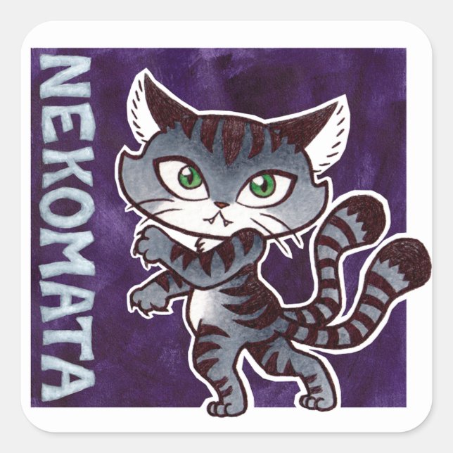 Nekomata Sticker Fyrkantigt Klistermärke (Framsida)