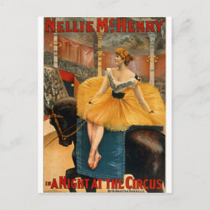 Nellie McHenry i en natt på Circus Vykort