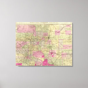 Nells topografiska karta av Colorado Canvastryck