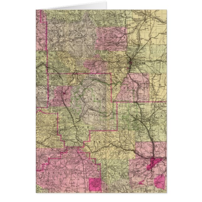 Nells Topografiska Karta i Colorado Hälsningskort (Framsidan)