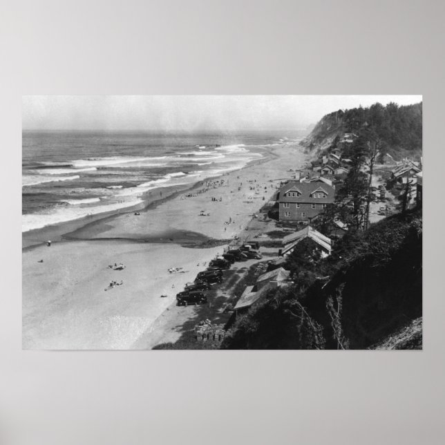 Nelscott, Oregon Beach Scene Waterfront Poster (Framsidan)