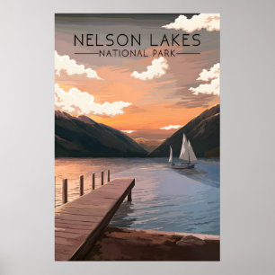 Nelson Lakes National Park Nya Zeeland Resa Poster
