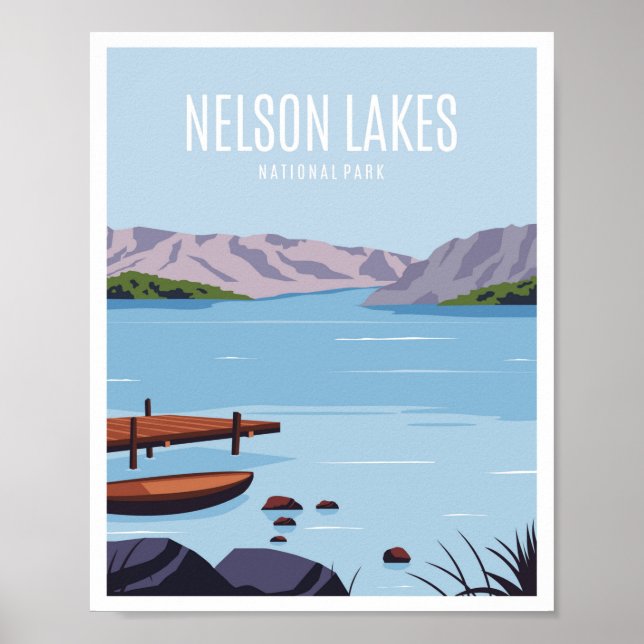 Nelson Lakes Nya Zeeland Poster (Framsidan)