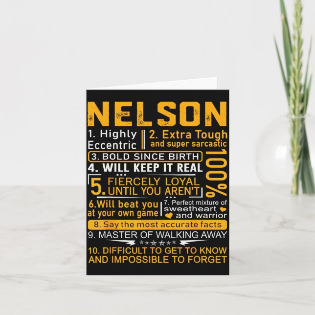 Nelson Name Shirt D Nelson Last Name  Kort (Framsida)