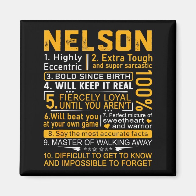 Nelson Name Shirt D Nelson Last Name  Magnet (Framsidan)