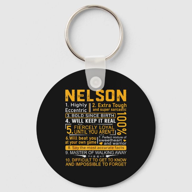 Nelson Name Shirt D Nelson Last Name  Nyckelring (Framsida)
