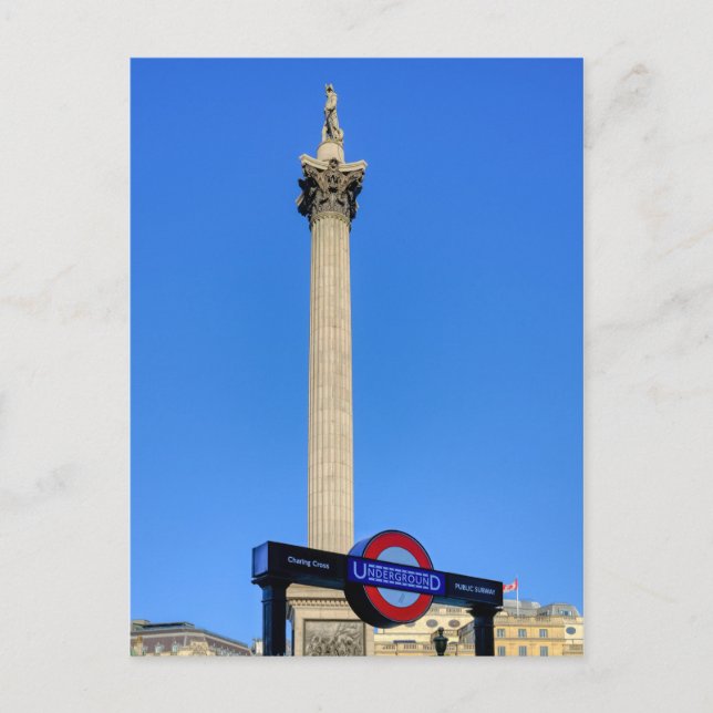 Nelsons Column Trafalgar Square, London UK Vykort (Framsida)