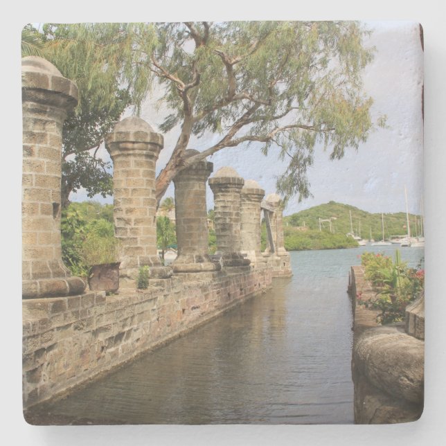 Nelson's Dockyard Antigua Fyrkantig Kopp Stenunderlägg (Framsidan)