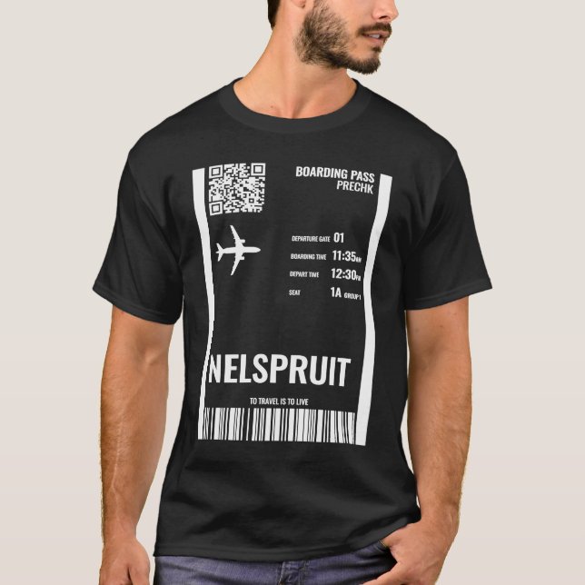 Nelspruit South Afrika Boarding Pass Airline Ticke T Shirt (Framsida)
