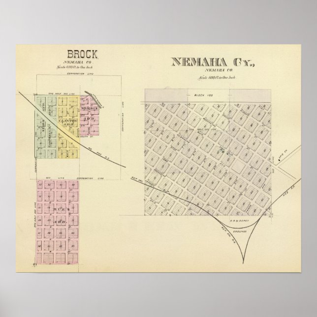 Nemaha Cy och Brock, Nebraska Poster (Framsidan)
