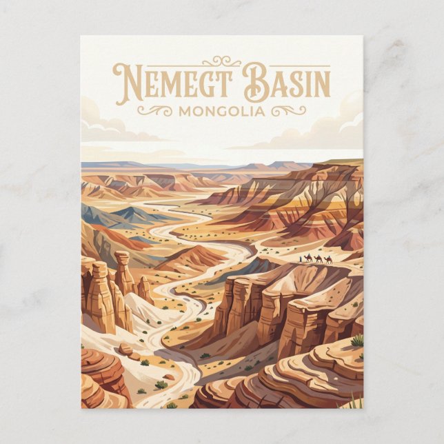Nemegt Basin Mongoliet Vykort (Framsida)