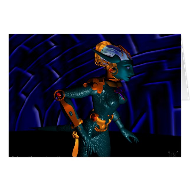 NEMES/ HYPER ANDROID Science fiction Blue Hälsningskort (Framsidan Horizontal)