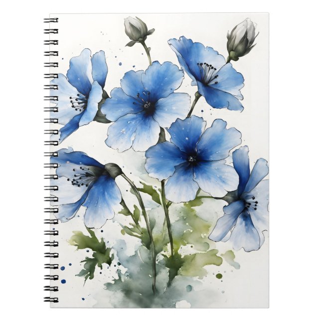Nemophila - Akvarellblommor Anteckningsbok (Framsidan)