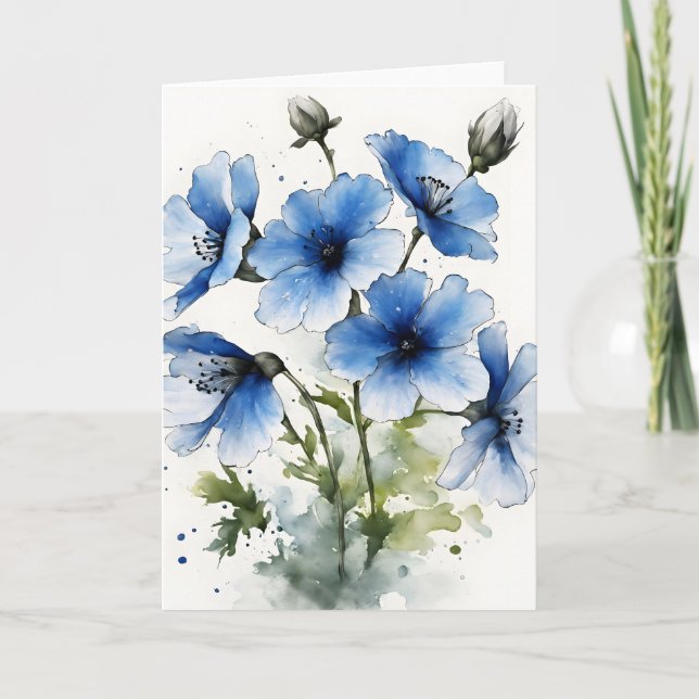 Nemophila - Akvarellblommor Kort (Framsida)