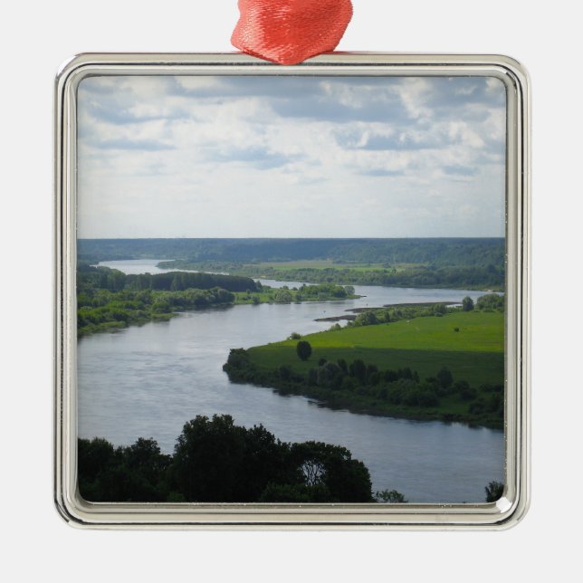 Nemunas River i Vilkija, LITAUEN - Julgransprydnad Metall (Framsidan)