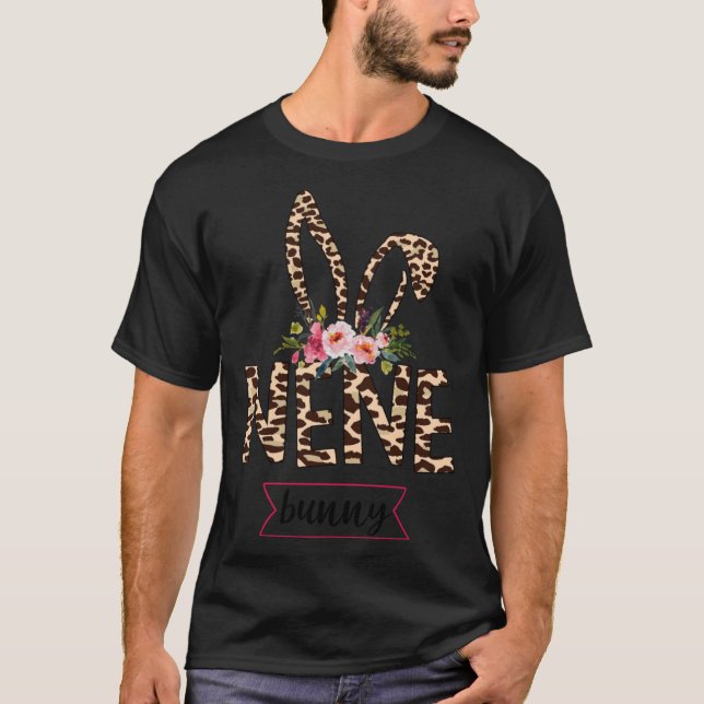 Nene Bunny Leopard Flower Cute Påsk T Shirt (Framsida)