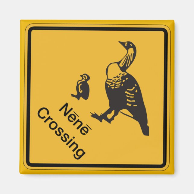 Nene Crossing, Traffic Warning Sign, Hawaii, USA Magnet (Framsidan)