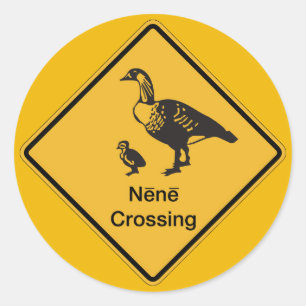 Nene Crossing, Traffic Warning Sign, Hawaii, USA Runt Klistermärke