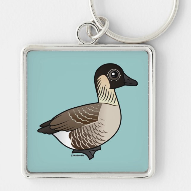 Nene Fyrkantig Silverfärgad Nyckelring (Framsidan)