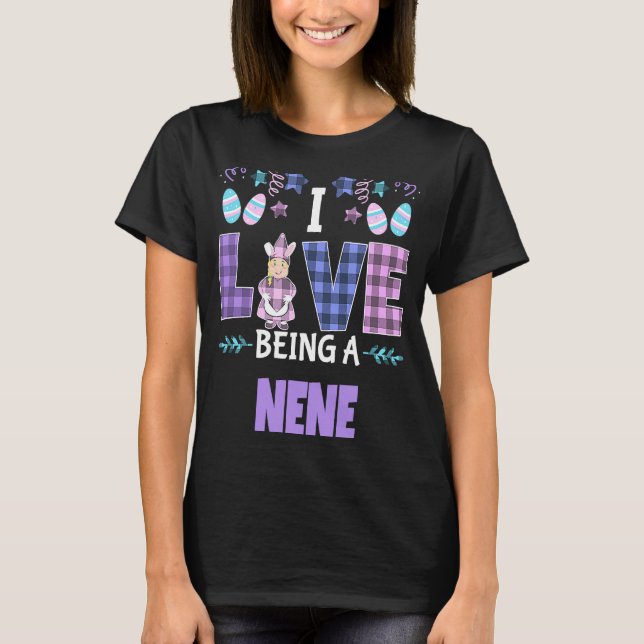 Nene I Love Being a Grandmother Pink Plaid Easter  T Shirt (Framsida)