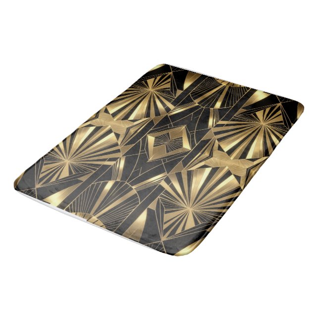 Neo Art Deco Black Gold Geometric Gatsby Bathroom Badrumsmatta (Vinklad)