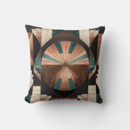Neo Art Deco Geometric Teal Copper Gold Sunburst Kudde