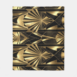 Neo Art Deco Svart Guld Geometrisk Gatsby Fleecefilt