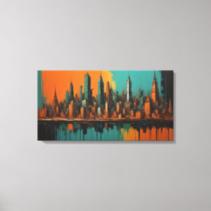 Neo Cityscape på natten Canvastryck