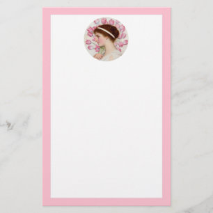 Neo-Classical Dam med Rosa Tulips Brevpapper