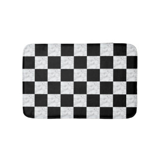 Neo Deco Black and Faux White Marble Checkerboard Badrumsmatta
