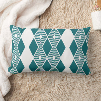 Neo-Deco Diamond Grid Turkis Geometrisk Kudd Lumbarkudde