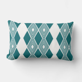 Neo-Deco Diamond Grid Turkis Geometrisk Kudd Lumbarkudde