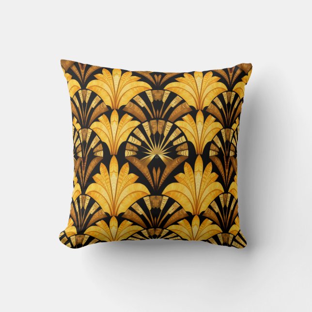 Neo Deco Guld Geometriskt Abstrakt Mönster Kudde (Framsida)