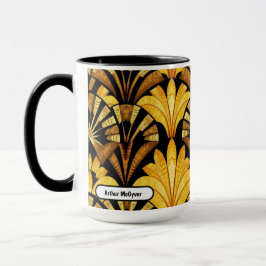 Neo Deco Guld Geometriskt Abstrakt Mönster Mugg