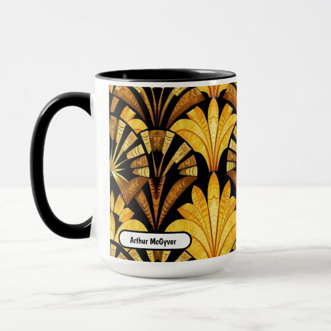 Neo Deco Guld Geometriskt Abstrakt Mönster Mugg (Vänster)