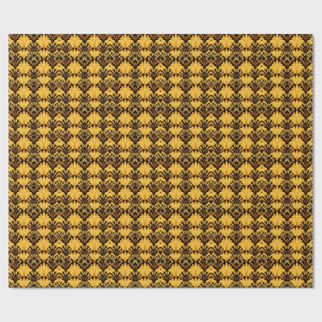 Neo Deco Guld Geometriskt Abstrakt Mönster Presentpapper (Platt)