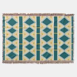 Neo-Deco Triangle Grid Teal Kastmadrass Filt