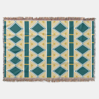 Neo-Deco Triangle Grid Teal Kastmadrass Filt